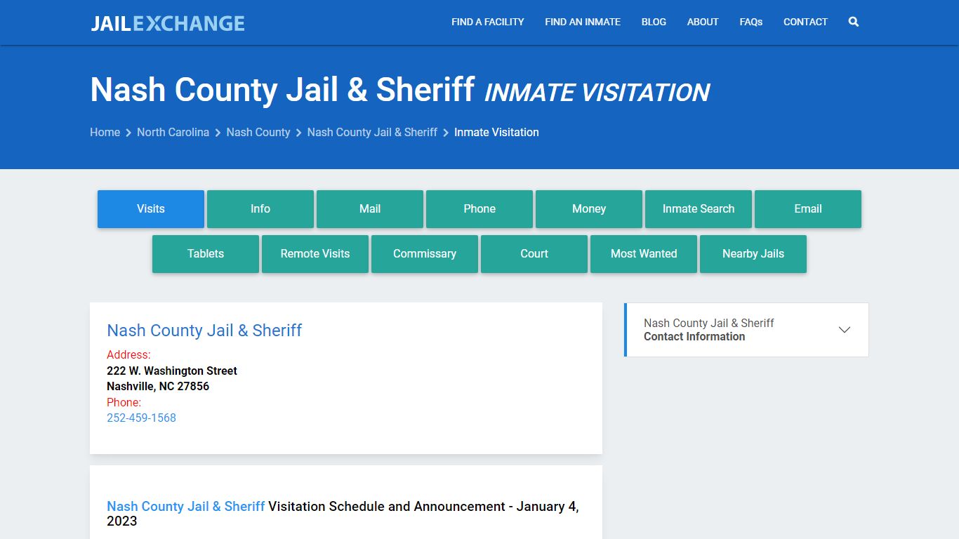 Inmate Visitation - Nash County Jail & Sheriff, NC